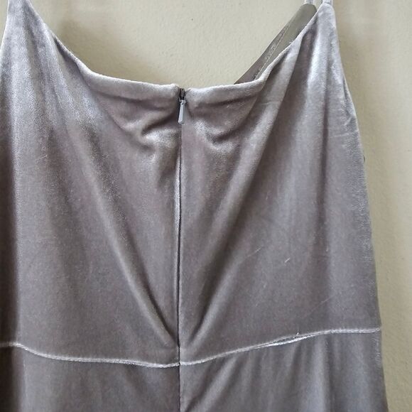 Revelry Maxi Dress sz 4 Green Gray Sleeveless Skye Velvet Bridesmaid Gown Small - Picture 8 of 12